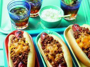 Hot dogs with bacon and chipotle chili. (Courtesy Weber and Jamie Purviance)