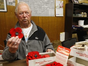 John Dietsch, 84 , who served during Workd War II as a stoker on a corvette from 1943 to 1946 in the North Atlantic was one of two wo members of Royal Canadian Legion Branch 73 - Oakridge - located on Robinson Ave. just east of Pharmacy Ave. off the Danforth - who tackled a robber armed with a handgun after he tried to rob them of $10,000 worth of poppy campaign donations. (JACK BOLAND/Toronto Sun files)