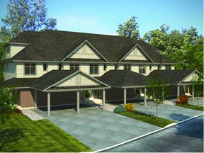 The Lyric is one of the styles of townhomes to be built in Aveia in Orleans. These units have a loft and a carport.