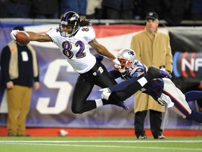 Patriots cornerback Devin McCourty gets beaten for a TD by Ravens' Torrey Smith during the AFC championship game. (Reuters)