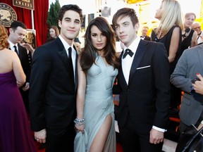 Actors Darren Criss (L-R), Lea Michele and Kevin McHale, from the television series  Glee. (REUTERS/Mario Anzuoni)