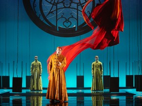 Russell Braun as Jaufré (centre) in the Canadian Opera Company's production of Love from Afar.