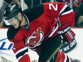 New Jersey Devils defenseman Kurtis Foster. REUTERS/Ray Stubblebine