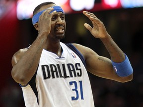 Dallas Mavericks' Jason Terry reacts after committing a turn over late in the fourth quarter of their NBA basketball game against the Cleveland Cavaliers in Cleveland Feb. 4, 2012. (REUTERS/Aaron Josefczyk)