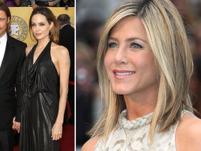 Jennifer Aniston, left, blames the media for inventing a 'feud' between herself, her ex-husband Brad Pitt and his partner Angelina Jolie. (WENN.COM)