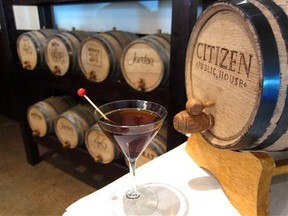 Barrel-aged cocktails on display at experimental cocktail venue Citizen Public House located in Scottsdale, Phoenix, Arizona, in this publicity image obtained on February 7, 2012. REUTERS/Handout