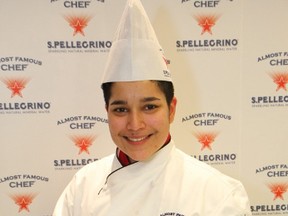 Daniela Molettieri displays the dish, fillet of veal stuffed with wild musrooms, that earned her the top prize at chef competition.