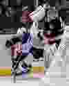 Ottawa Senator goaltender Alex Auld narrowly escapes running into St. Louis Blue David Backes during second period NHL hockey action at Scotiabank Place in Ottawa, Ontario. Tuesday February 7,2012. (ERROL MCGIHON/THE OTTAWA SUN/QMI AGENCY).