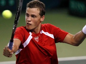 Vasek Pospisil will open Canada's Davis Cup tie with France against Jo-Wilfried Tsonga on Friday. (REUTERS/Nir Elias/Files)