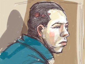 Roman Luskin during a 2009 court appearance. (Marianne Boucher sketch)