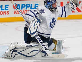 James Reimer will start in goal for the Leafs Saturday night against the Montreal Canadiens. (GETTY IMAGES)