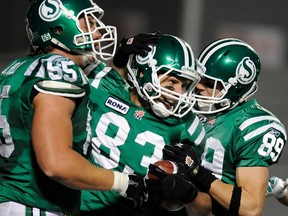 There isn't a team in the CFL that wouldn't want to sign Saskatchewan's perennial all-star receiver Andy Fantuz (83), who becomes a free agent on Wednesday. (REUTERS)