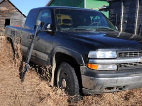 The black Chevrolet Silverado linked to the Killam Mountie shootings has been found – with a sniper rifle inside. (SUPPLIED)