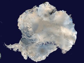A satellite view of Antarctica is seen in this undated NASA handout photo obtained by Reuters February 6, 2012. Russian scientists are close to drilling in to the prehistoric sub-glacier Lake Vostok, which has been trapped under Antarctic ice for 14 million years.  REUTERS/NASA/Handout