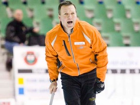 Daryl Shane of Listowel handed Peter Corner (pictured) from the Brampton Curling Club his first loss at the Dominion Tankard on Wednesday. (Bob Tymczyszyn/QMI Agency)