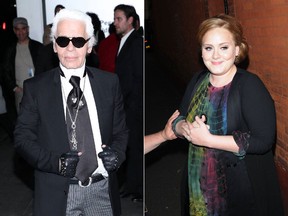 Designer Karl Lagerfeld and singer Adele. (Andres Otero/WENN.com)