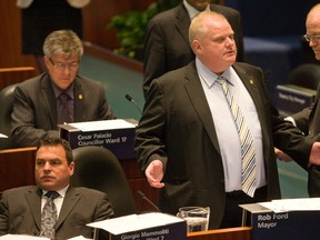 Mayor Rob Ford pleads his case before council during Wednesday's special council meeting. (JACK BOLAND/Toronto Sun)