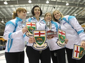 From left: lead Dawn Askin, second Jill Officer, third Kaitlyn Lawes and skip Jennifer Jones. (JASON HALSTEAD//Winnipeg Sun files)