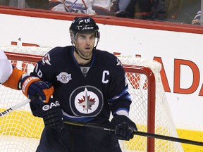 Jets captain Andrew Ladd says it’s time for the team to up the urgency with so much on the line. (JASON HALSTEAD/Winnipeg Sun)