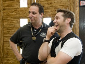 Charlie Pillitteri (L) with actor Jason Priestley at the family winery on June 12, 2008. (QMI Agency File Photo)