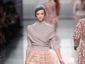 A model presents a creation by designer Bill Gaytten as part of his Fall/Winter 2012-2013 women's ready-to-wear fashion show for French fashion house Dior during Paris Fashion Week March 2, 2012. (REUTERS/Benoit Tessier)