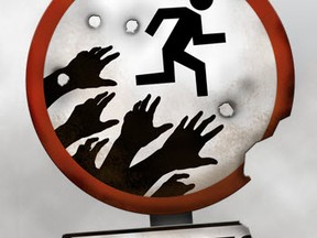 An running app called Zombies, Run!, is a narrated game where players must outrun zombies and collect supplies to keep themselves and their fellow humans alive. (Zombies, Run! image)