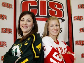 Pandas captain Andrea Boras and Dinos captain Tanya Morgan will be leading their teams on the ice at the CIS women's hockey championships this weekend at the Clare Drake Arena. (Tom Braid, Edmonton Sun)