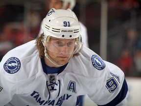 Steven Stamkos, who scored his 49th and 50th goals of the season Tuesday night against Boston, leads his Tampa Bay Lightning against the Leafs Thursday in Florida. (GETTY IMAGES)