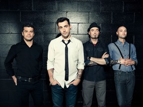 Jacob Hoggard (second from left) and Hedley.