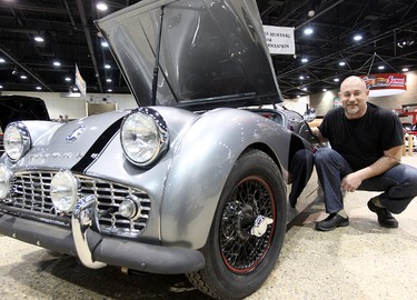 Troy Matusow poses with his 1959 Triumph TR3 is seen at the World of Wheels in Winnipeg March 15, 2012.
BRIAN DONOGH/WINNIPEG SUN/QMI AGENCY