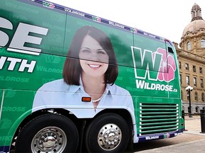 The Wildrose campaign bus was unveiled to the public on Monday March 19, 2012 outside the Alberta Legislature. (AMBER BRACKEN/QMI AGENCY)