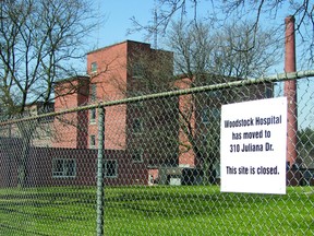 The former site of the Woodstock hospital as seen from Brant Street. A report on what to do with the property was presented at a April 17 public meeting at the legion.