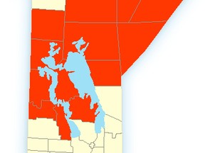 An Environment Canada map shows the affected areas. More northern locations are expected to get just snow.