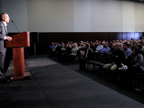 Martin Coiteux during his speech at the third gathering of the Reseau Liberte-Quebec in Levis, Que. Sunday, March 18, 2012. (DIDIER DEBUSSCHERE/QMI AGENCY)