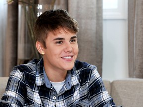 Justin Bieber speaks during interview with Elvis Duran for "The Elvis Duran and the Morning Show" at Bagatelle Restaurant on March 24, 2012 in West Hollywood, California.  (Kevin Winter/Getty Images/AFP)