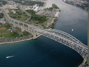 Aerial shot of St. Clair River.