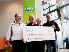 Langley golfers Ian McMurtrie, Wayne Miller, Tom Moryson and Joe Scully scored a $30 million Lotto Max jackpot on April 6, 2012. (Submitted Photo)