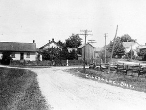 Looking north on Kennedy Rd. over Ellesmere Rd. in 1912. This image appeared on a postcard published by Henry and Clarence Herington who worked out of an office in Trenton, Ontario. The brothers photographed and published numerous postcards of small Ontario towns. One of their biggest fans is Toronto Sun reporter Ian Robertson who hopes to write a book about them one day.