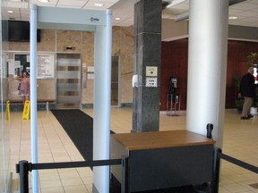 Metal detector in the lobby of the Sarnia courthouse (Observer file photo)