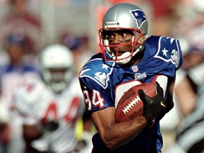 Detroit Lions WR coach Shawn Jefferson during his time as a wideout with the New England Patriots.