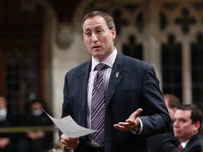 Canada's Defence Minister Peter MacKay speaks during Question Period in the House of Commons on Parliament Hill in Ottawa May 11, 2012.       REUTERS/Chris Wattie