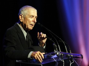 Montreal music and poetry icon Leonard Cohen received the $50,000 Glenn Gould Prize on Monday May 14, 2012 at Massey Hall where he was also feted with an all-star lineup of musical performances and poetry readings of his work. (Michael Peake/QMI Agency)