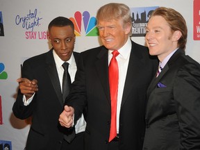 Arsenio Hall, Donald Trump and Clay Aiken attend the 'Celebrity Apprentice' Live Finale at American Museum of Natural History on May 20, 2012 in New York City.   Brad Barket/Getty Images/AFP