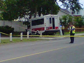 A collision involving a Para Transpo bus closed Richmond Rd. between New Orchard Ave. and McEwen Ave. (Kelly Roche/Ottawa Sun)