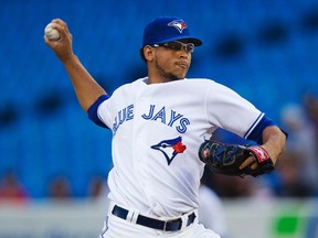 Blue Jays starter Henderson Alvarez pitches against the Nationals at the Rogers Centre in Toronto, Ont., June 12, 2012. (MARK BLINCH/Reuters)
