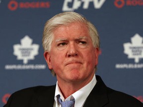 Maple Leafs general manager Brian Burke is not stepping down and is not in jeopardy of losing his job. (STAN BEHAL/QMI Agency file photo)