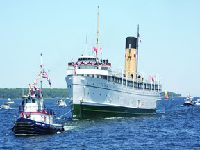 The S.S. Keewatin in towed to Port McNicoll in 2012.