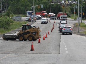 Road work affects traffic in different parts of the city.