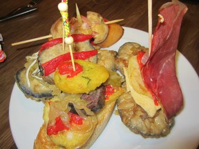 A tapas (small plate) combo from Pamplona, Spain.