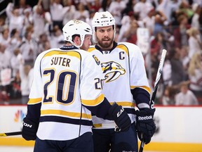 After losing Ryan Suter to free agency, the Predators will likely match any offer sheet signed by Shea Weber in order to keep him in the fold. (CHRISTIAN PETERSEN/Getty Images/AFP file photo)